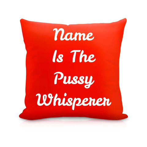 (40cm) "is the Pussy Whisperer" Red Soft Velvet Polyester Fabric (Optional Personalised Gift Text)