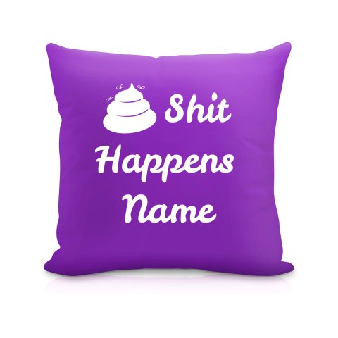 (40cm) "Shit Happens" Purple Soft Velvet Polyester Fabric (Optional Personalised Gift Text)