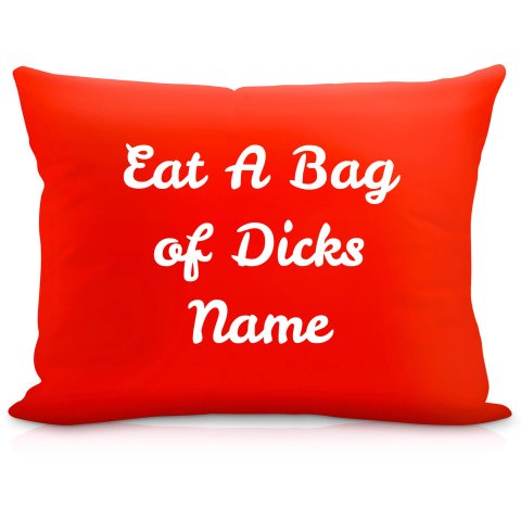 (57cm) "Eat A Bag Of Dicks" Red Soft Velvet Polyester Fabric (Optional Personalised Gift Text)