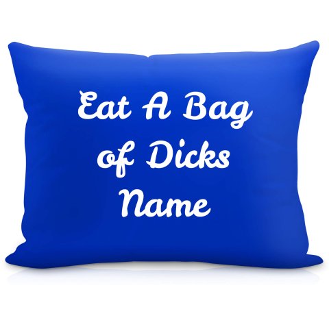 (57cm) "Eat A Bag Of Dicks" Royal Blue Soft Velvet Polyester Fabric (Optional Personalised Gift Text)