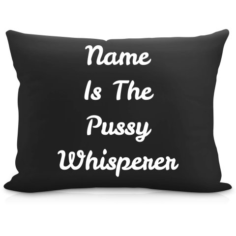 (57cm) "is the Pussy Whisperer" Black Soft Velvet Polyester Fabric (Optional Personalised Gift Text)