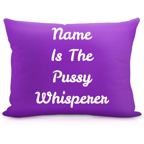 (57cm) "is the Pussy Whisperer" Purple Soft Velvet Polyester Fabric (Optional Personalised Gift Text)