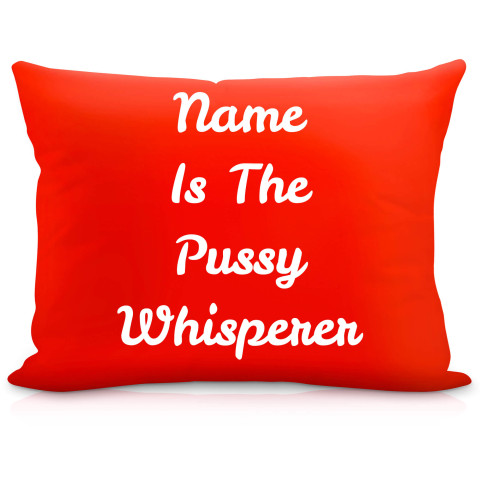 (57cm) "is the Pussy Whisperer" Red Soft Velvet Polyester Fabric (Optional Personalised Gift Text)