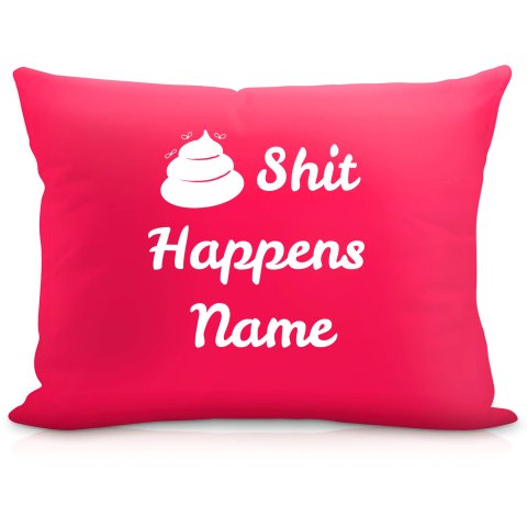 (57cm) "Shit Happens" Fuchsia Pink Soft Velvet Polyester Fabric (Optional Personalised Gift Text)