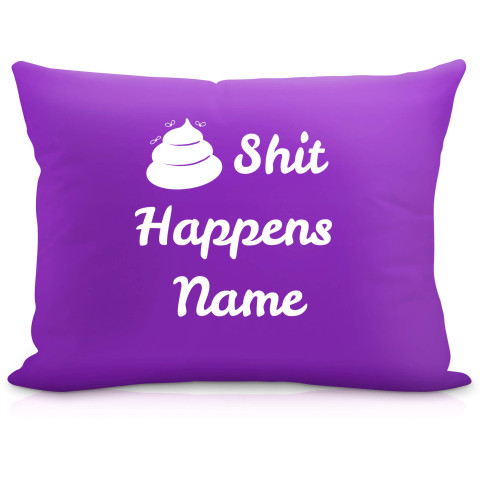 (57cm) "Shit Happens" Purple Soft Velvet Polyester Fabric (Optional Personalised Gift Text)