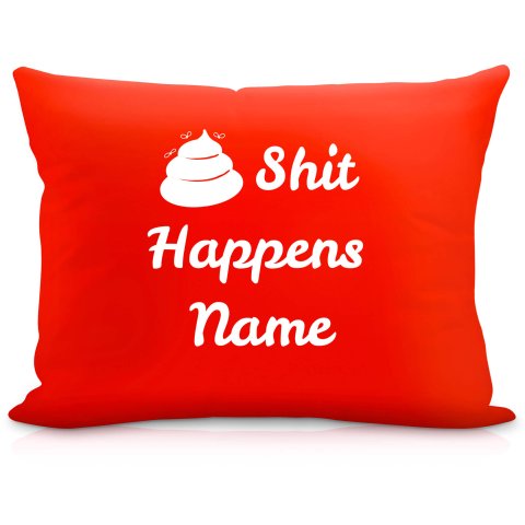 (57cm) "Shit Happens" Red Soft Velvet Polyester Fabric (Optional Personalised Gift Text)