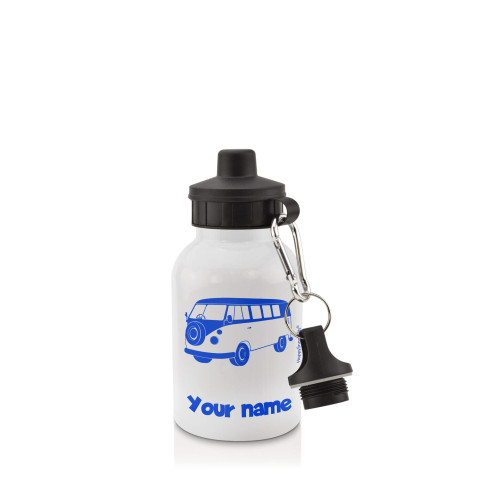 in White (400ml) with Screw Cap (Camper Van Icon) Royal Blue (Optional Personalised Gift Text)