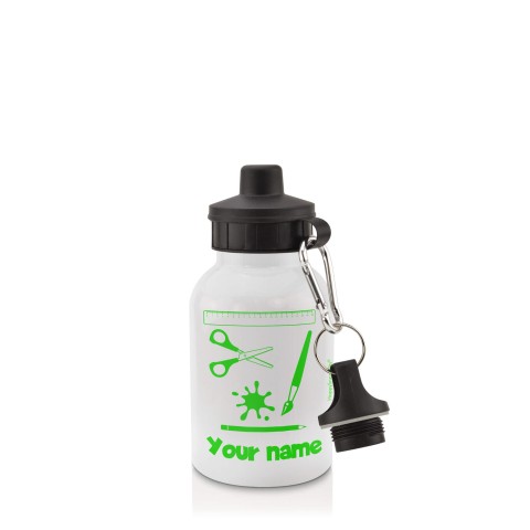 in White (400ml) with Screw Cap with Paint & Craft Icon Bright Green (Optional Personalised Gift Text)