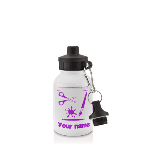 in White (400ml) with Screw Cap with Paint & Craft Icon Purple (Optional Personalised Gift Text)