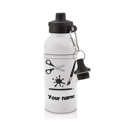 in White (600ml) with Screw Cap with Paint & Craft Icon Black (Optional Personalised Gift Text)
