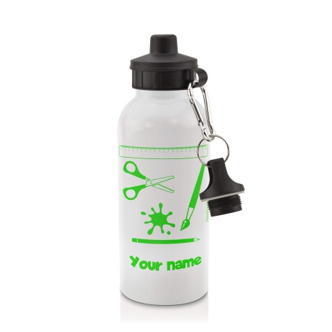 in White (600ml) with Screw Cap with Paint & Craft Icon Bright Green (Optional Personalised Gift Text)