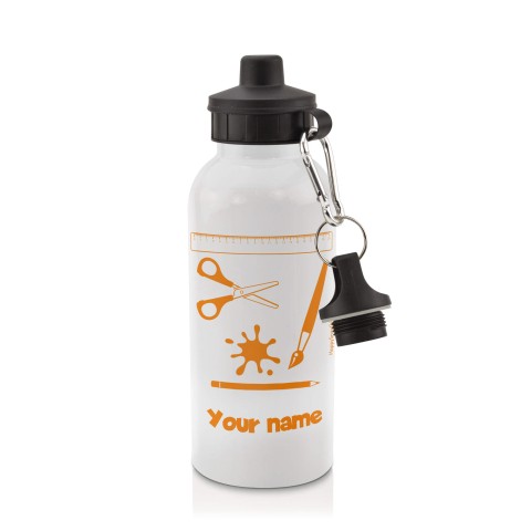 in White (600ml) with Screw Cap with Paint & Craft Icon Orange (Optional Personalised Gift Text)