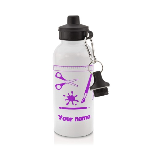 in White (600ml) with Screw Cap with Paint & Craft Icon Purple (Optional Personalised Gift Text)
