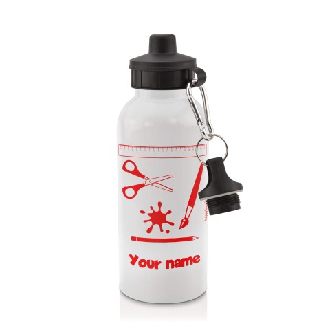 in White (600ml) with Screw Cap with Paint & Craft Icon Red (Optional Personalised Gift Text)