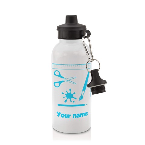 in White (600ml) with Screw Cap with Paint & Craft Icon Sky Blue (Optional Personalised Gift Text)