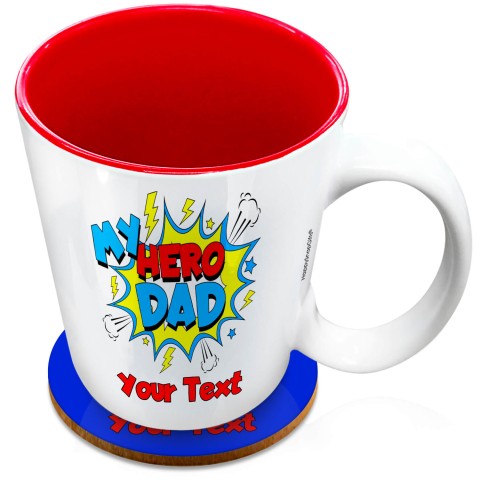 (XL 15oz Red) (Dad) (Optional Personalised Gift Text) with 1 matching Circular Coaster