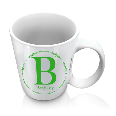 (10oz White) with Circular Ring Theme Bright Green (Optional Personalised Gift Text)