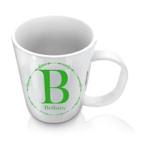 (11oz White) with Circular Ring Theme Bright Green (Optional Personalised Gift Text)
