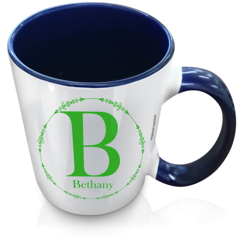 (XL 15oz Blue) with Circular Ring Theme Bright Green (Optional Personalised Gift Text)