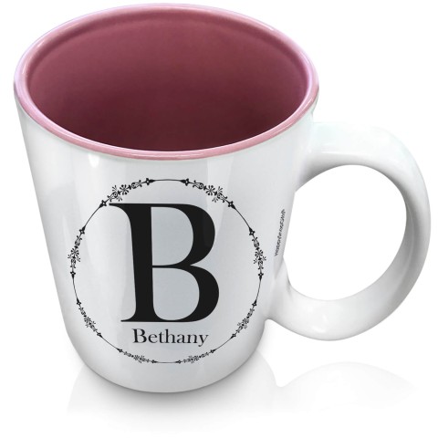 (XL 15oz Pink) with Circular Ring Theme Black (Optional Personalised Gift Text)