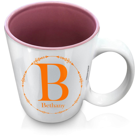 (XL 15oz Pink) with Circular Ring Theme Orange (Optional Personalised Gift Text)