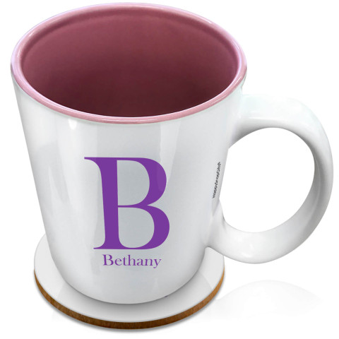 (XL 15oz Pink) Purple (Optional Personalised Gift Text) with 1 matching Circular Coaster