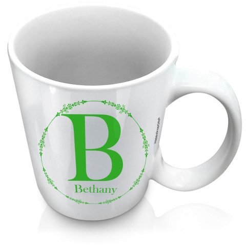 (XL 15oz White) with Circular Ring Theme Bright Green (Optional Personalised Gift Text)