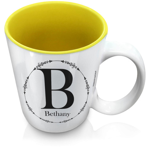 (XL 15oz Yellow) with Circular Ring Theme Black (Optional Personalised Gift Text)