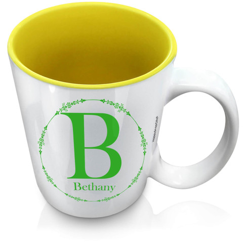 (XL 15oz Yellow) with Circular Ring Theme Bright Green (Optional Personalised Gift Text)