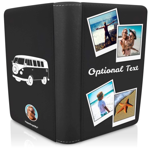 (UK Standard 21cm) (Camper Van Icon) Black (Optional Personalised Gift Text)