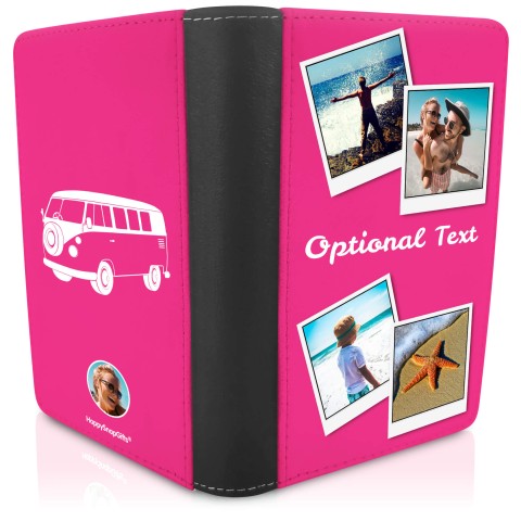 (UK Standard 21cm) (Camper Van Icon) Fuchsia Pink (Optional Personalised Gift Text)