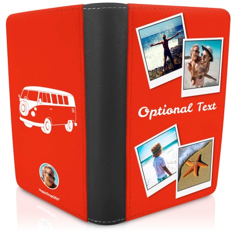 (UK Standard 21cm) (Camper Van Icon) Red (Optional Personalised Gift Text)
