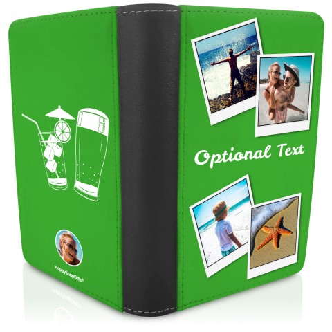 (UK Standard 21cm) (Drinks Icon) Bright Green (Optional Personalised Gift Text)