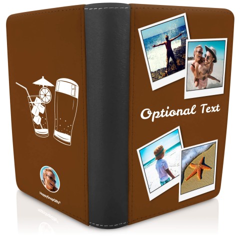 (UK Standard 21cm) (Drinks Icon) Brown (Optional Personalised Gift Text)