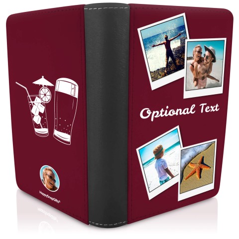 (UK Standard 21cm) (Drinks Icon) Burgundy (Optional Personalised Gift Text)