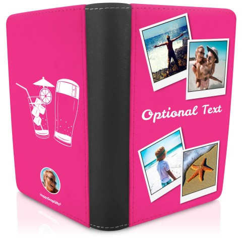 (UK Standard 21cm) (Drinks Icon) Fuchsia Pink (Optional Personalised Gift Text)
