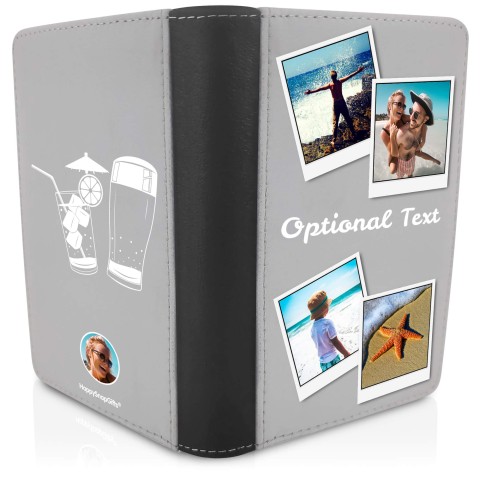 (UK Standard 21cm) (Drinks Icon) Grey (Optional Personalised Gift Text)