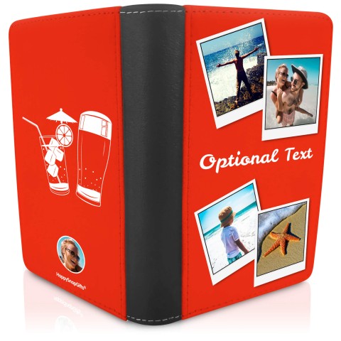(UK Standard 21cm) (Drinks Icon) Red (Optional Personalised Gift Text)