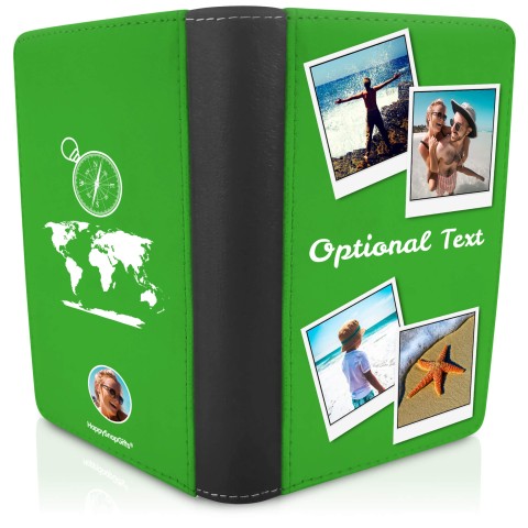 (UK Standard 21cm) (Globe and Compass Icon) Bright Green (Optional Personalised Gift Text)