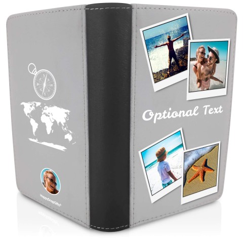 (UK Standard 21cm) (Globe and Compass Icon) Grey (Optional Personalised Gift Text)
