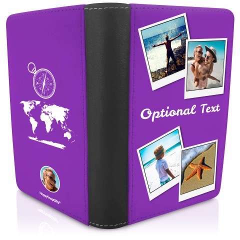 (UK Standard 21cm) (Globe and Compass Icon) Purple (Optional Personalised Gift Text)