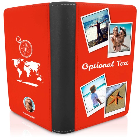 (UK Standard 21cm) (Globe and Compass Icon) Red (Optional Personalised Gift Text)