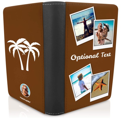 (UK Standard 21cm) (Palm Trees Icon) Brown (Optional Personalised Gift Text)