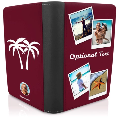 (UK Standard 21cm) (Palm Trees Icon) Burgundy (Optional Personalised Gift Text)