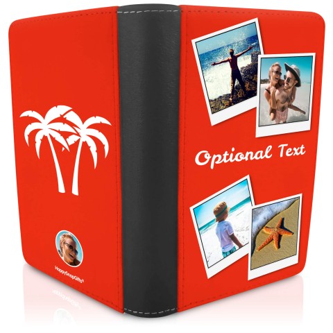 (UK Standard 21cm) (Palm Trees Icon) Red (Optional Personalised Gift Text)