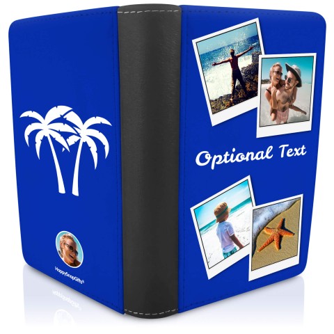 (UK Standard 21cm) (Palm Trees Icon) Royal Blue (Optional Personalised Gift Text)