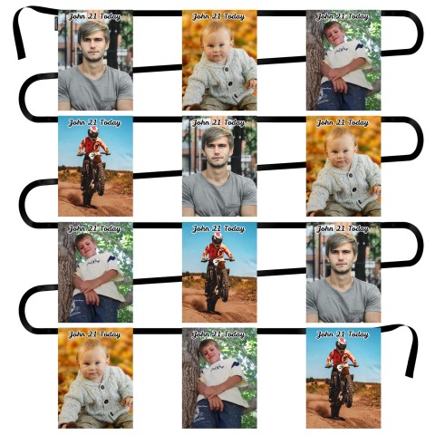 - 5 Metres with 12 Rectangle Flags (28cm) Mock Suede Polyester Fabric (Optional Personalised Gift Text)
