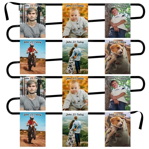 - 5 Metres with 12 Rectangle Flags (28cm) Mock Suede Polyester Fabric (Optional Personalised Gift Text)