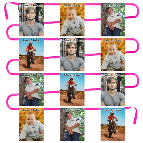 - 5 Metres with 12 Rectangle Flags (28cm) Mock Suede Polyester Fabric (Optional Personalised Gift Text)