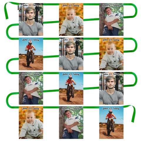 - 5 Metres with 12 Rectangle Flags (28cm) Mock Suede Polyester Fabric (Optional Personalised Gift Text)